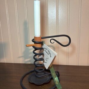 Black Spiral Candle Holder with White Candle